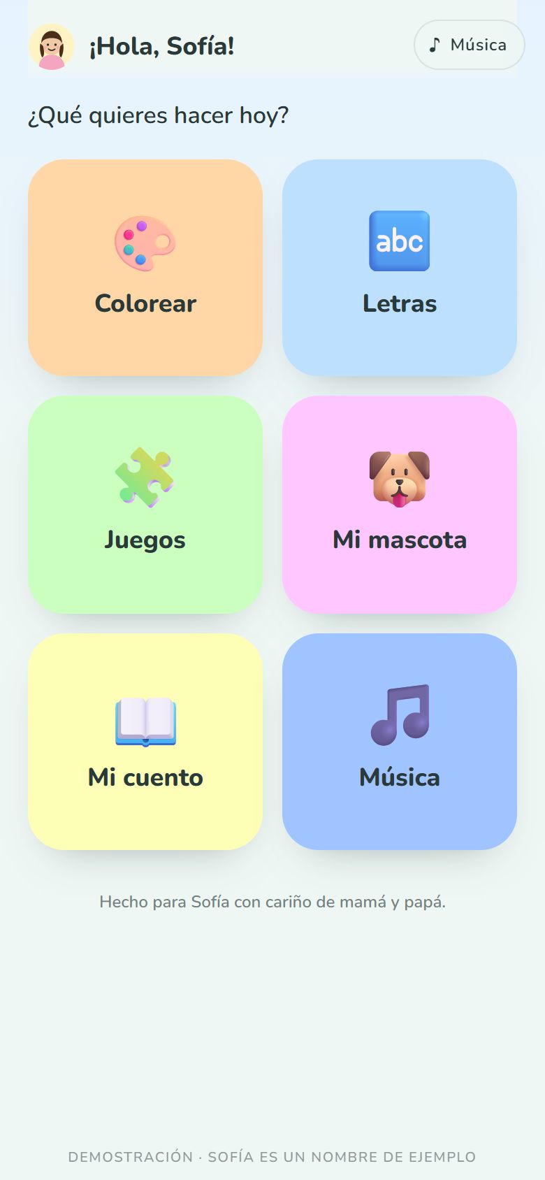 Portada del ejemplo My Own World